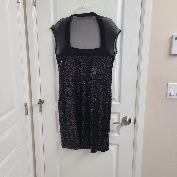 black sequin dress with see-through mesh - Picture 3 of 5